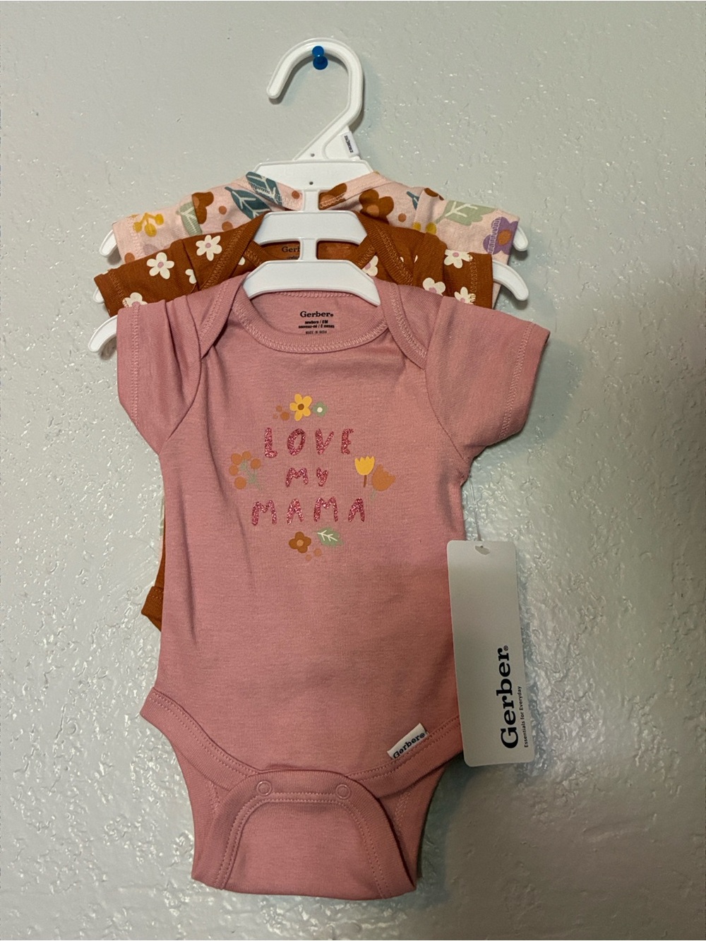 Gerber Baby Girls 3 Pack Short Sleeve Bodysuits Newborn
